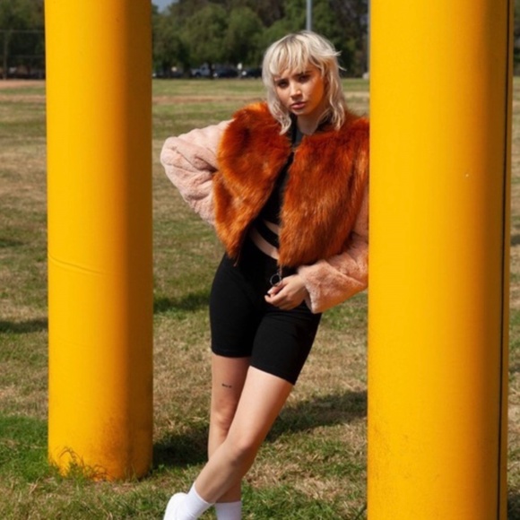 SHACI faux fur bomber jacket size small - Picture 1 of 9